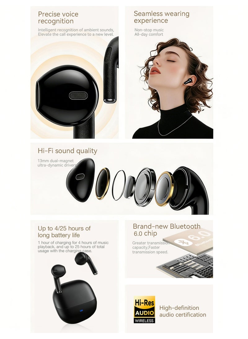 ZIPFORCE True Wireless Earbuds, Semi-In-Ear Bluetooth 6.0 Headphones, Bluetooth Earbuds with Easy Touch Control, Light-Weight Comfortable Earphones Noise Reduction Clear Call, Soft Ear Tips Ergonomic Fit for Daily Use Work Study Travel - Image 2